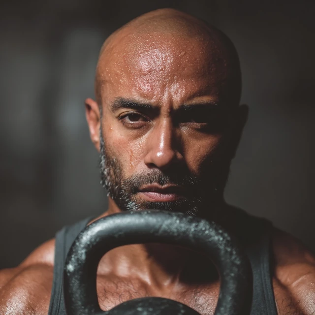 Pakistani Man Kettlebell Training Fitness Portrait