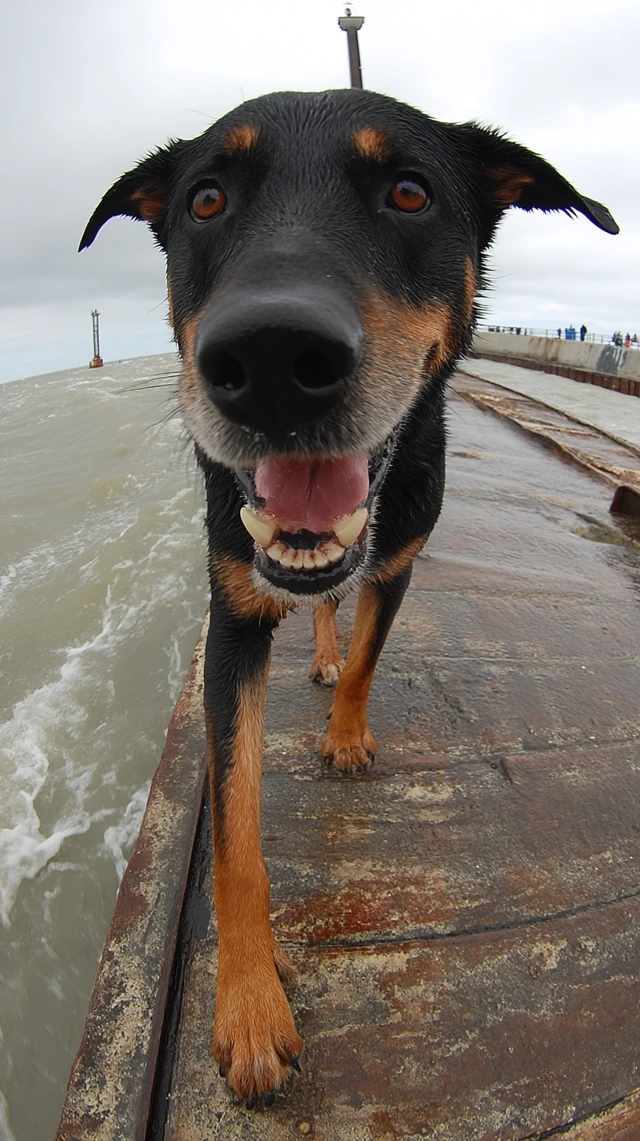 Happy Dog Smiling at the Camera Stock Photo