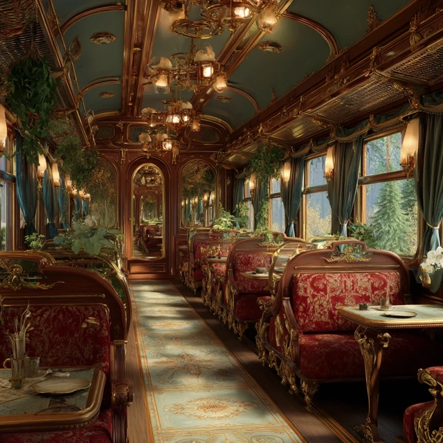 Belle Epoque Train Car: Luxurious Interior