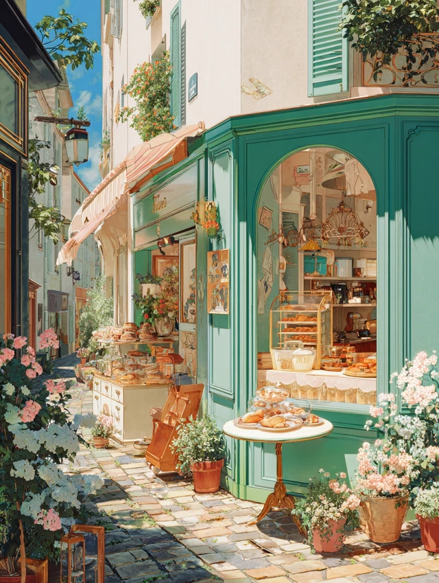 Paris Bakery Alley Daytime Sunshine