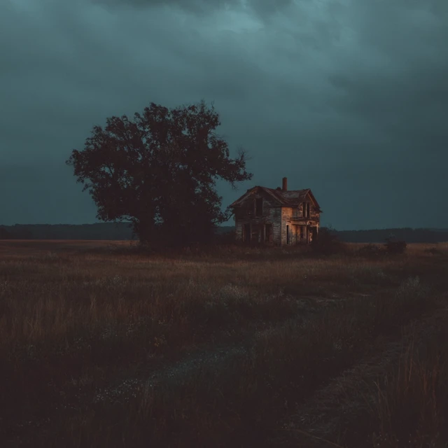 Abandoned House at Night Spooky and Atmospheric