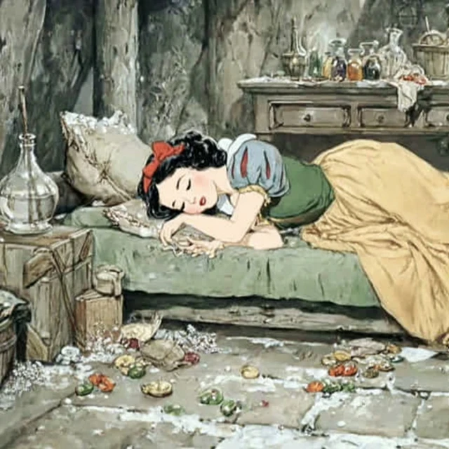 Snow White Hungover Illustration