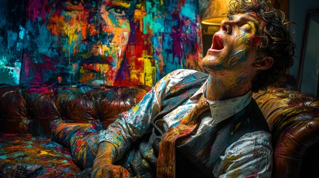 Passionate Man Expressing Himself with Color