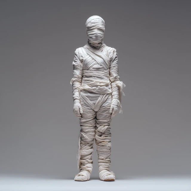Mummy in White Bandages Minimalist Illustration