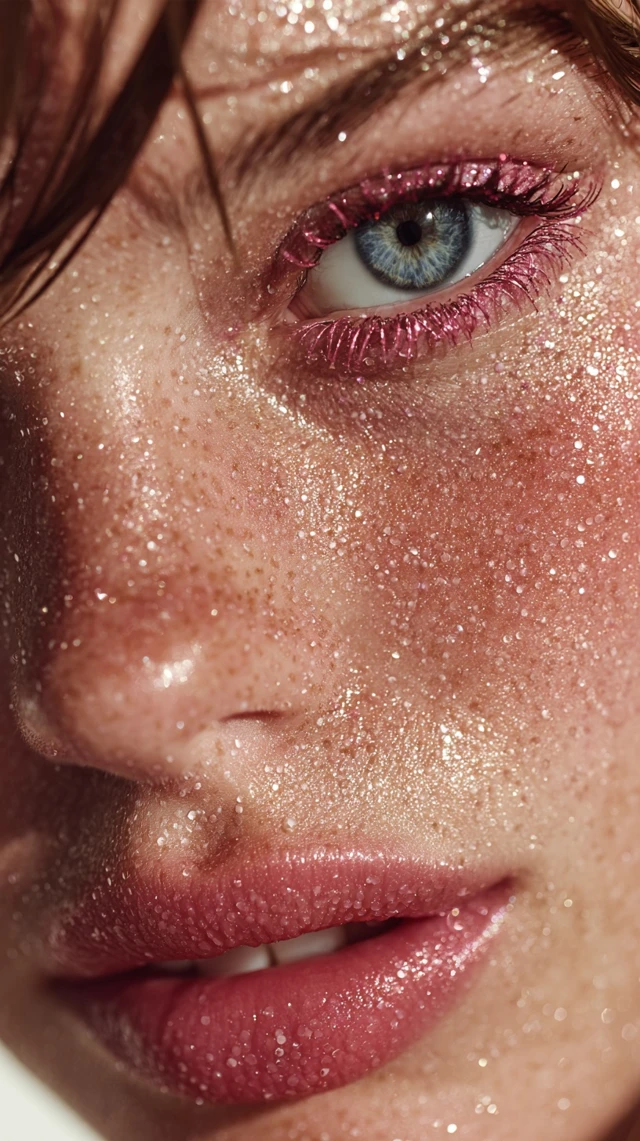 Jeweled Face Close Up Portrait Editorial Beauty Shot