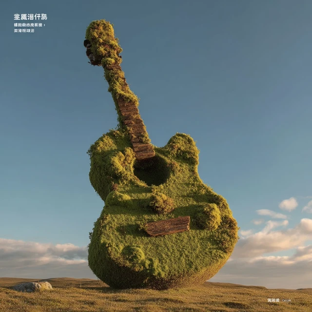 Dreamy Guitar in Nature Landscape Poster