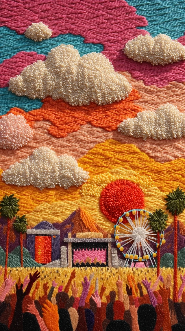 Coachella Music Festival 3D Wool Felt Art