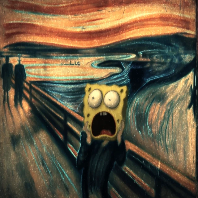 SpongeBob Screams Edward Munch Painting Parody