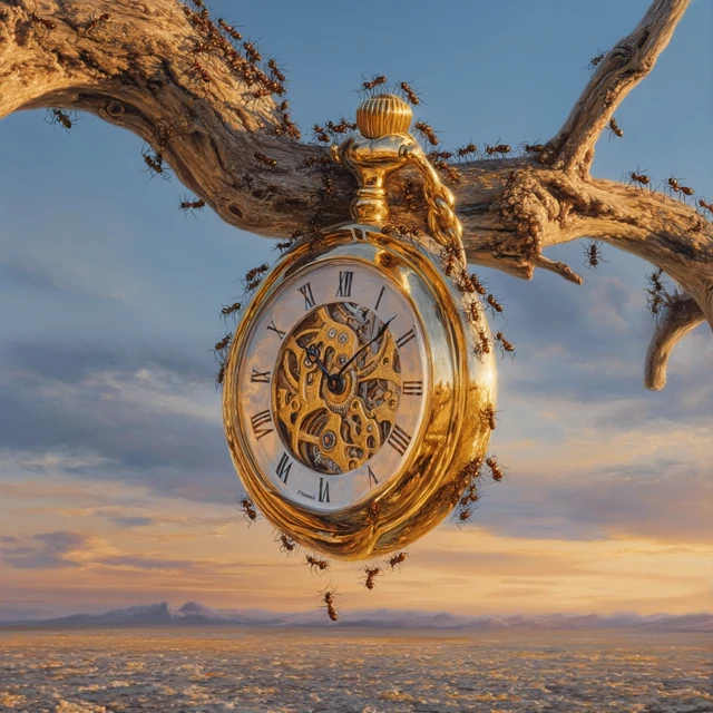 Surreal Pocket Watch Oil Painting