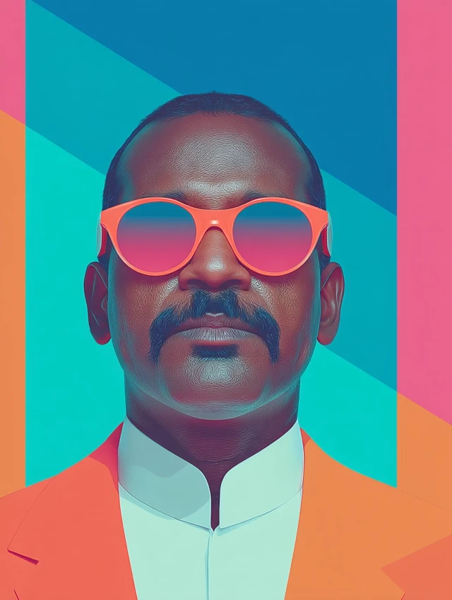 Modern Portrait: Androgynous Person with Neon Sunglasses
