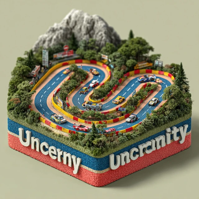 Winding Race Track Icon Uncertainty 3D Vector Design
