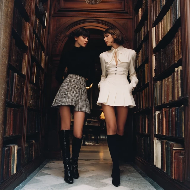 Fashion Models in a Library
