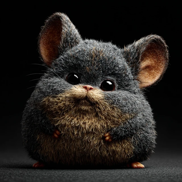 Cute Chibi Mouse Cartoon Character on Black Background