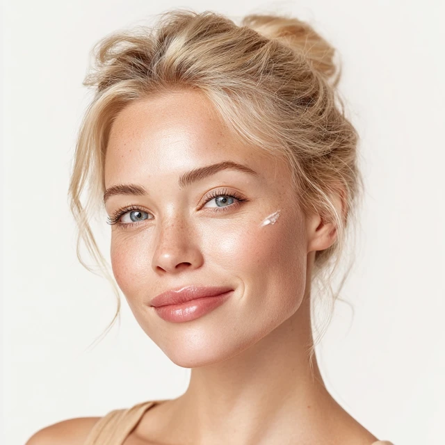 Beautiful Blonde Woman Glowing Skin Portrait