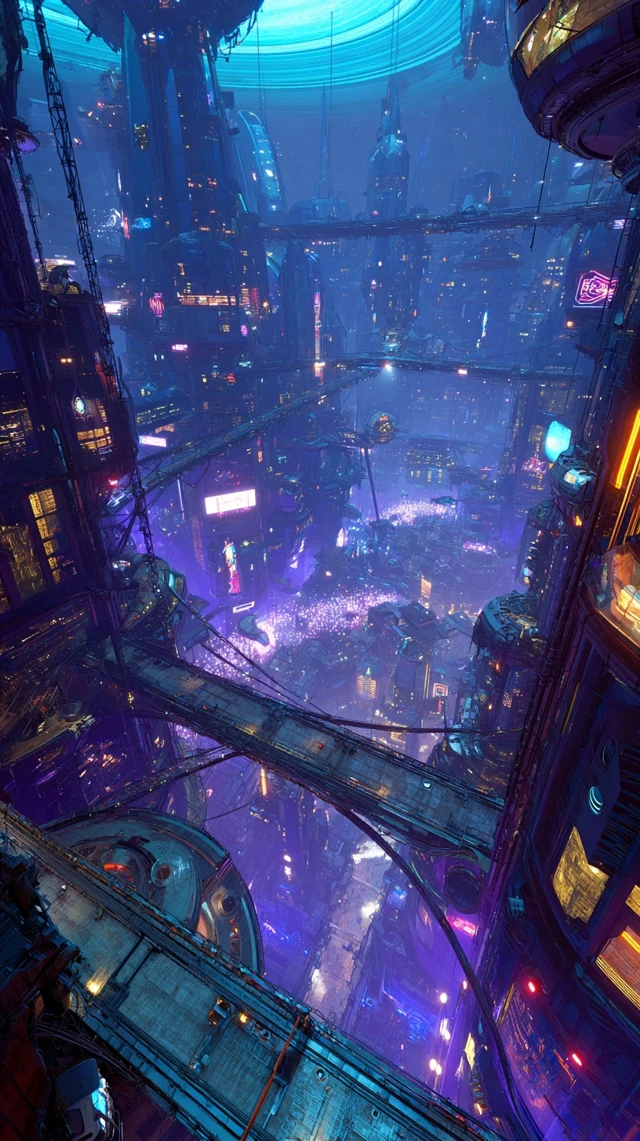 Cyberpunk Space City Futuristic Architecture