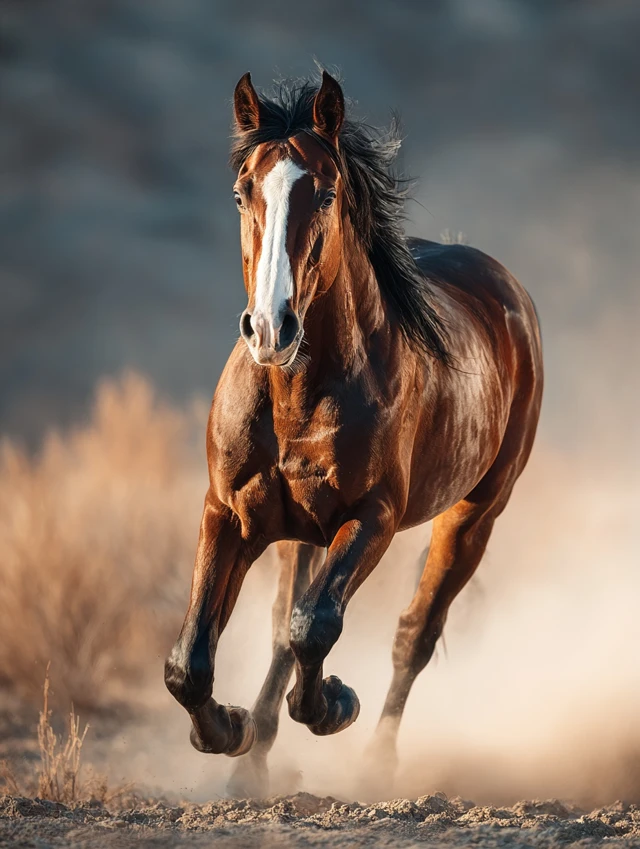 Powerful American Quarter Horse Galloping in Arena