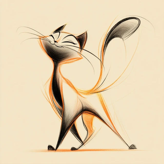 Happy Cartoon Cat Walking in the Sun