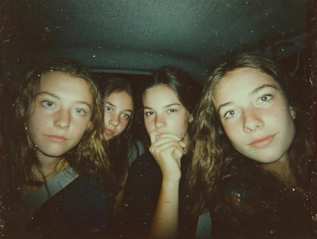 Friends Selfie Vintage Polaroid Photo