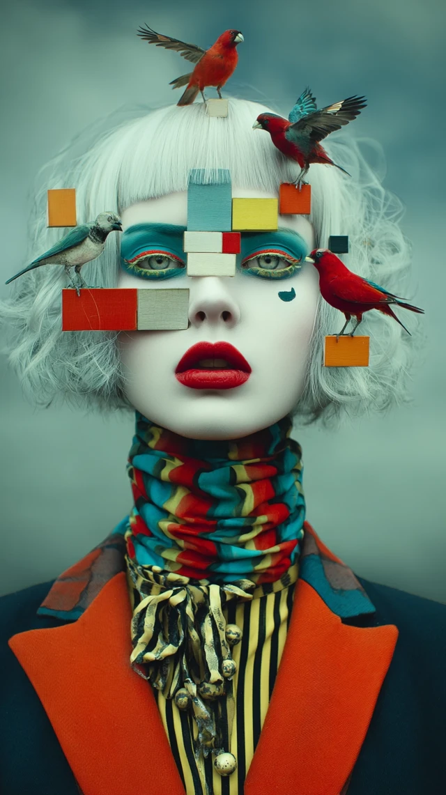 Artistic Portrait of a Woman with Birds
