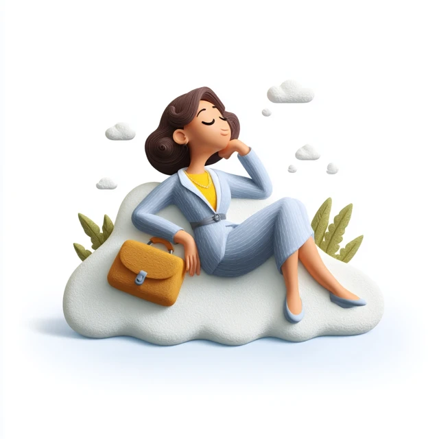 Businessperson Relaxing on Beach 3D Illustration