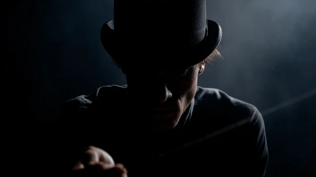 Mysterious Street Magician Performing