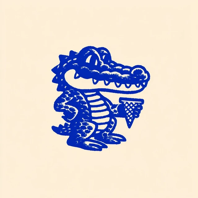 Retro Crocodile Mascot with Ice Cream