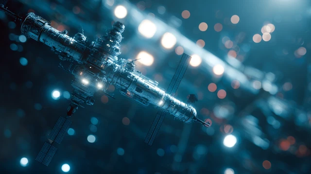 Space Station in Deep Space Sci Fi Aesthetic