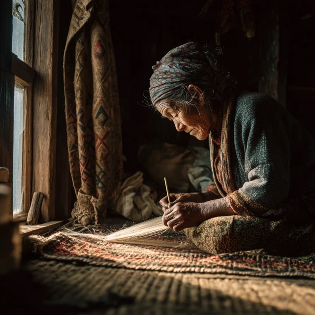 Nepalese Woman Weaving in the Himalayas