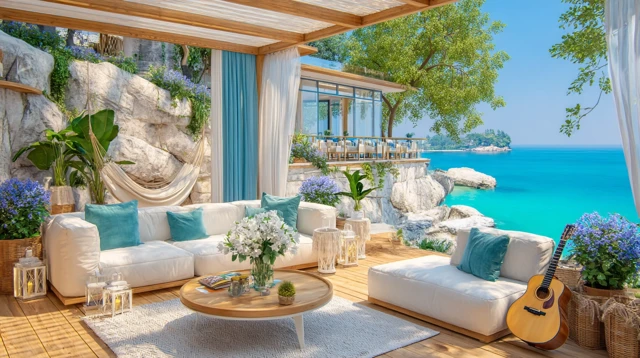Cozy Seaside Cafe Italian Coastline Relaxation
