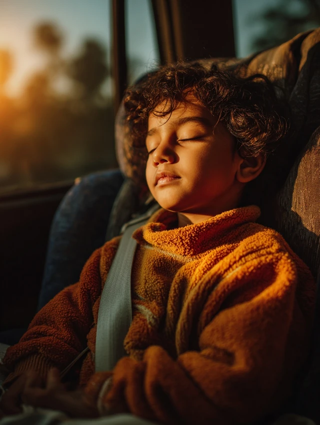 Sleeping Toddler in Golden Hour Serenity