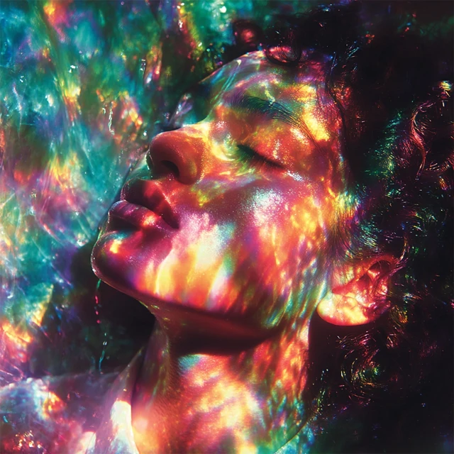 Iridescent Portrait Colorful Lights and Shadows