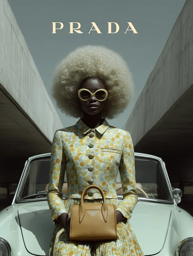 Prada Campaign Sudanese Model 60s Mod Fashion Pastel Colors