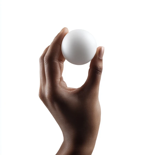 Hand Holding White Ball Realistic Photography