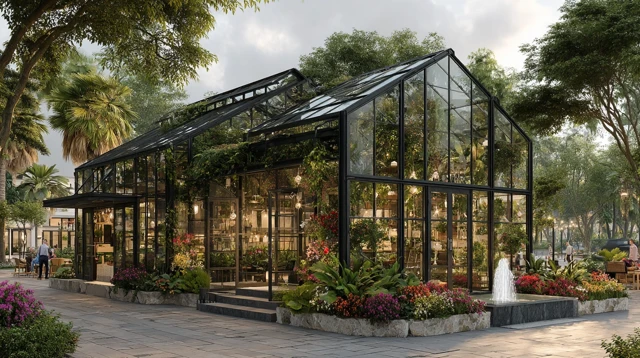 Modern Greenhouse in Urban Park Nature and Design