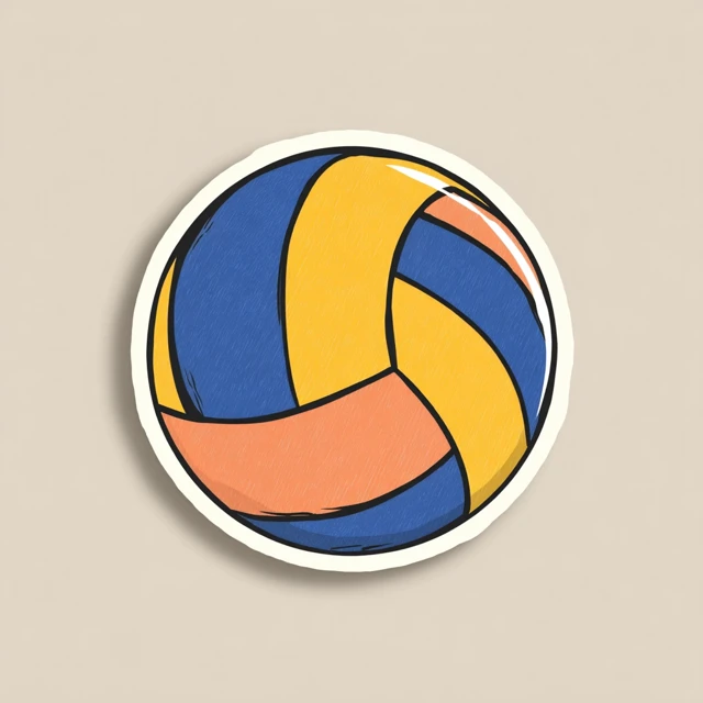 Volleyball Sticker Design 1950s Style Cartoon