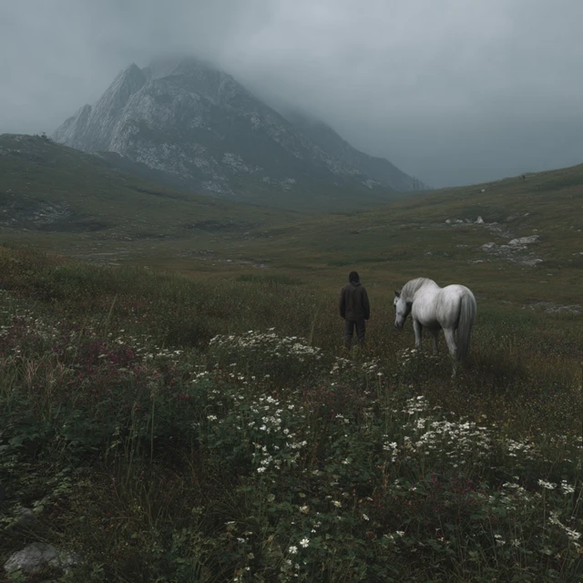 Man and Horse in a Mountain Landscape