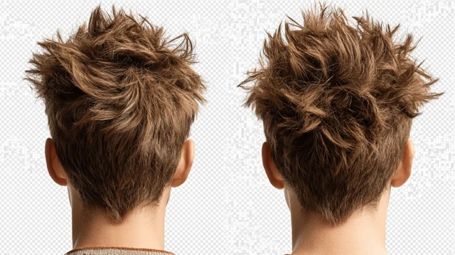 Spiky Hairstyle Man Front Side Views Transparent