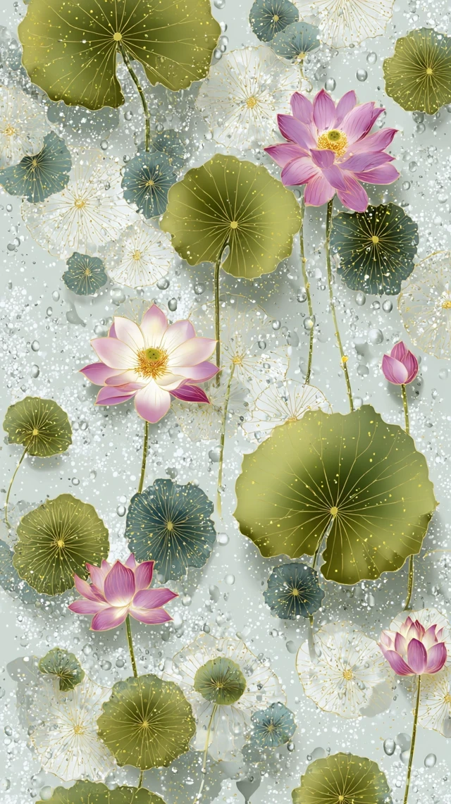 Lotus Leaf Art Floral Pattern Design