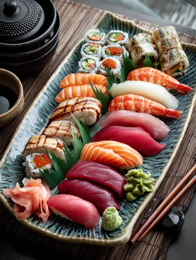 Sushi and Sashimi Platter: Japanese Cuisine