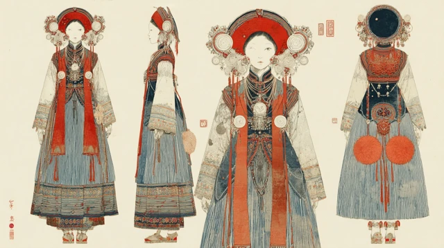 Nu Ethnic Performer Folk Costume Fashion Illustration