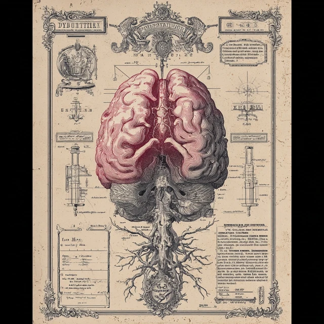 Lovecraftian Brain Antique Medical Illustration