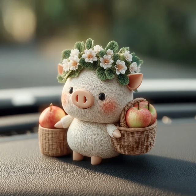 Cute Pig Car Aromatherapy Decoration 3D Design