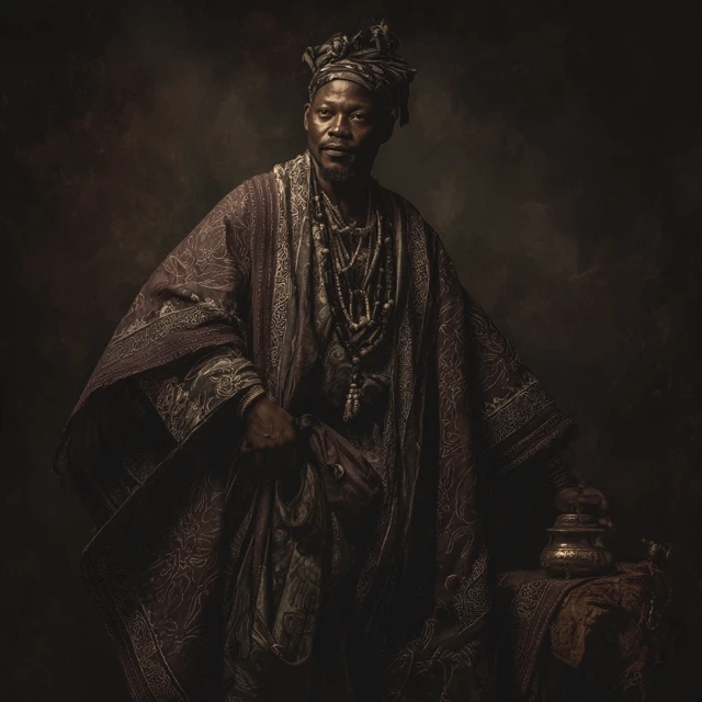 African Leader in Traditional Dress Portrait
