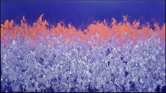 Abstract Oil Painting with Absurdist Characters