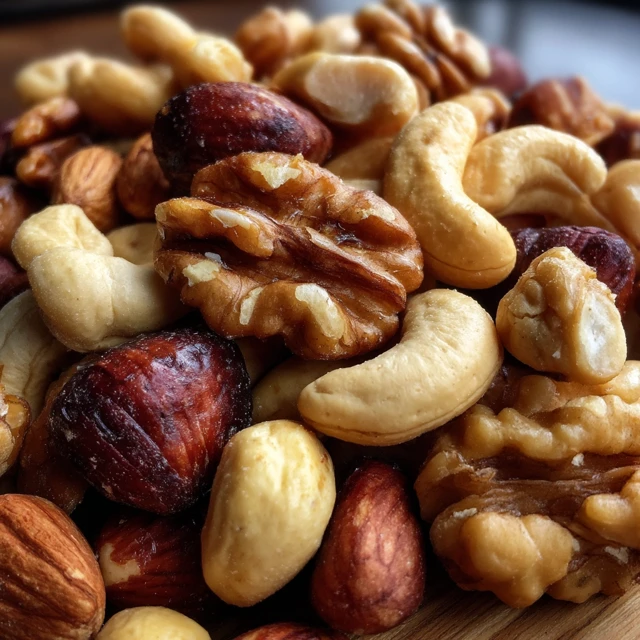 Delicious Close Up of Mixed Nuts Cashews Walnuts