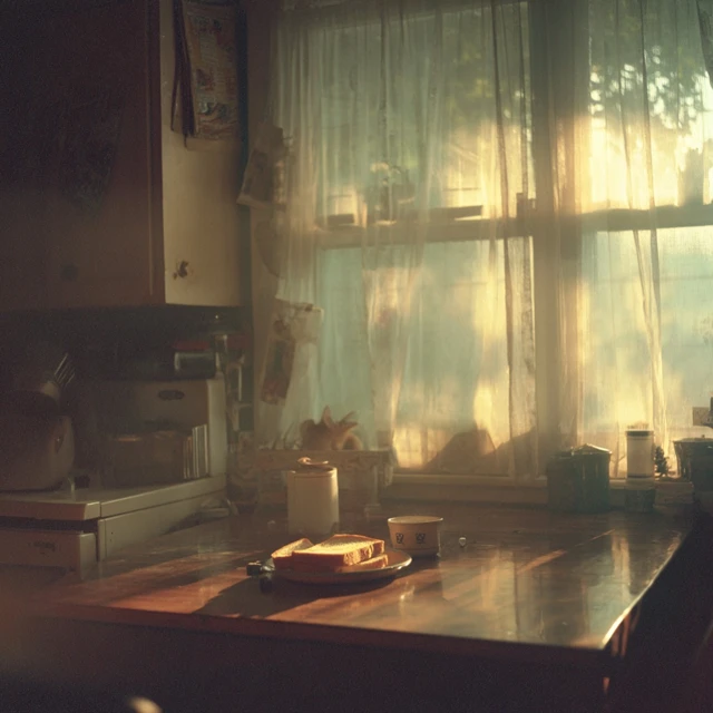 Quiet Kitchen at Dawn Toast and Sunlight