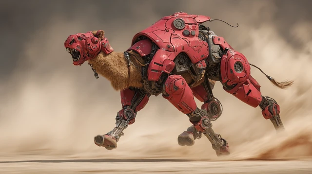 Mecha Camel Sprinting Through Wasteland