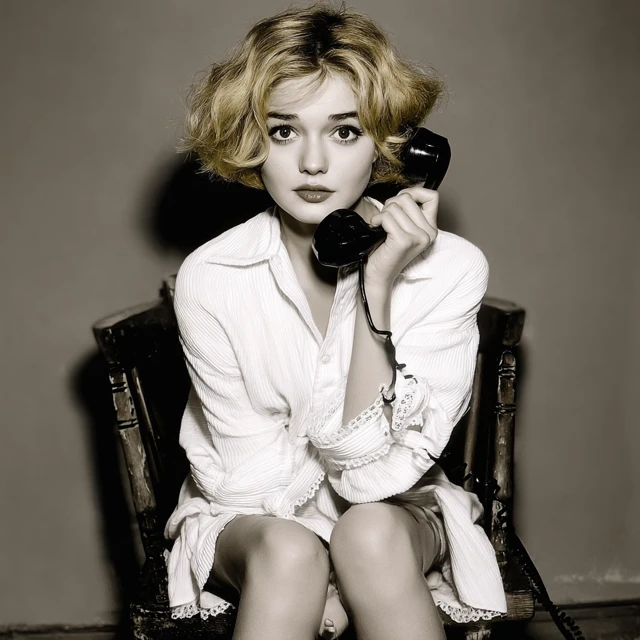 Retro Portrait of a Woman on the Phone