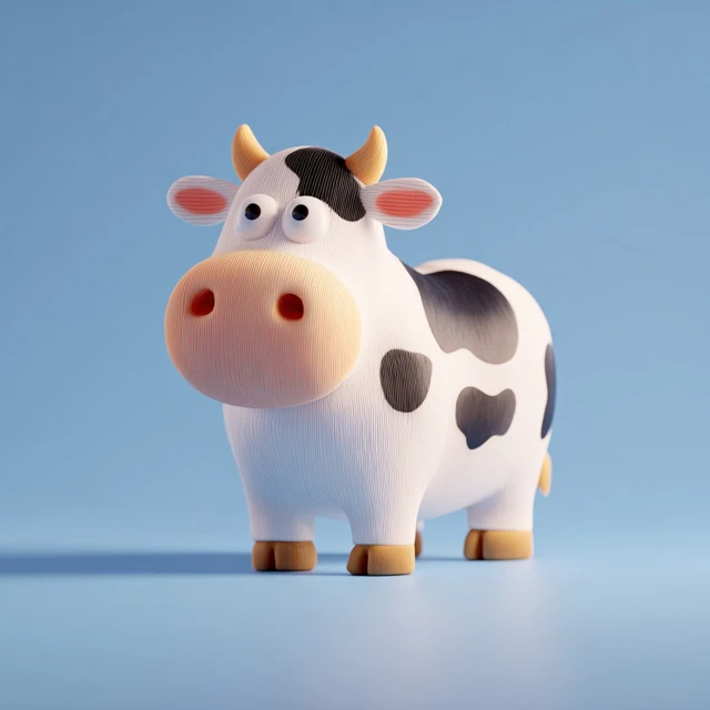 Cartoon Cow 3D Rendering Illustration