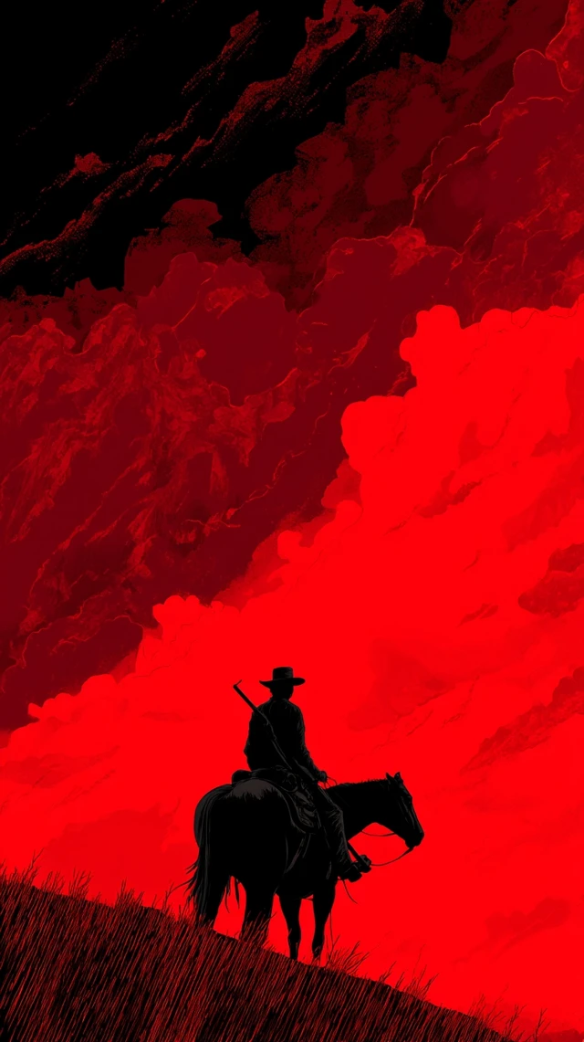 Dark Cowboy Rides Through Desert Night